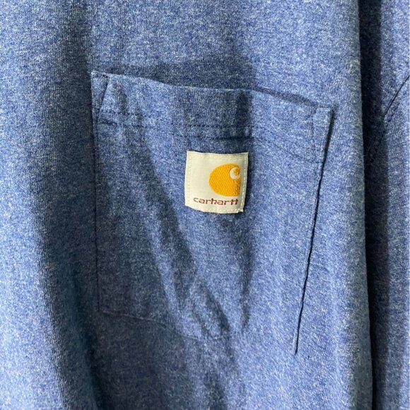 Carhartt Mens Long-Sleeve Pocket T-Shirt XL Blue Cotton Poly Blend - Picture 3 of 4